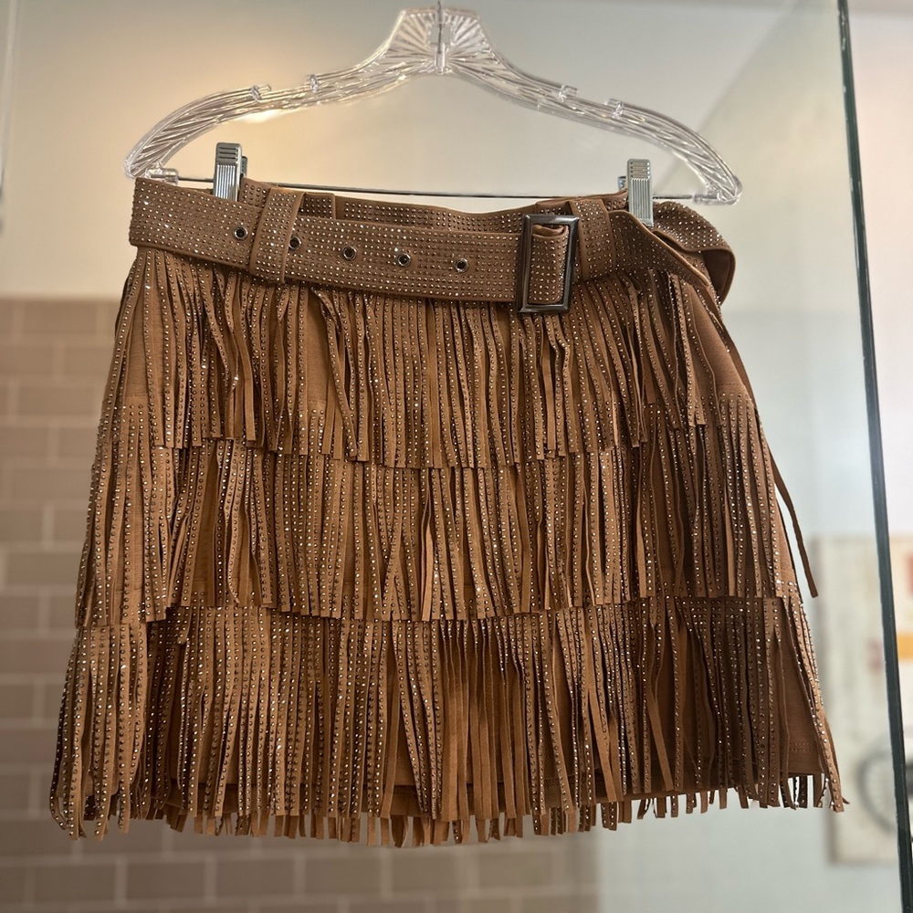 Nylon Apparel brown fringe western skirt - medium
